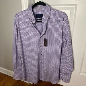 David Donahue purple plaid shirt size medium new with tags